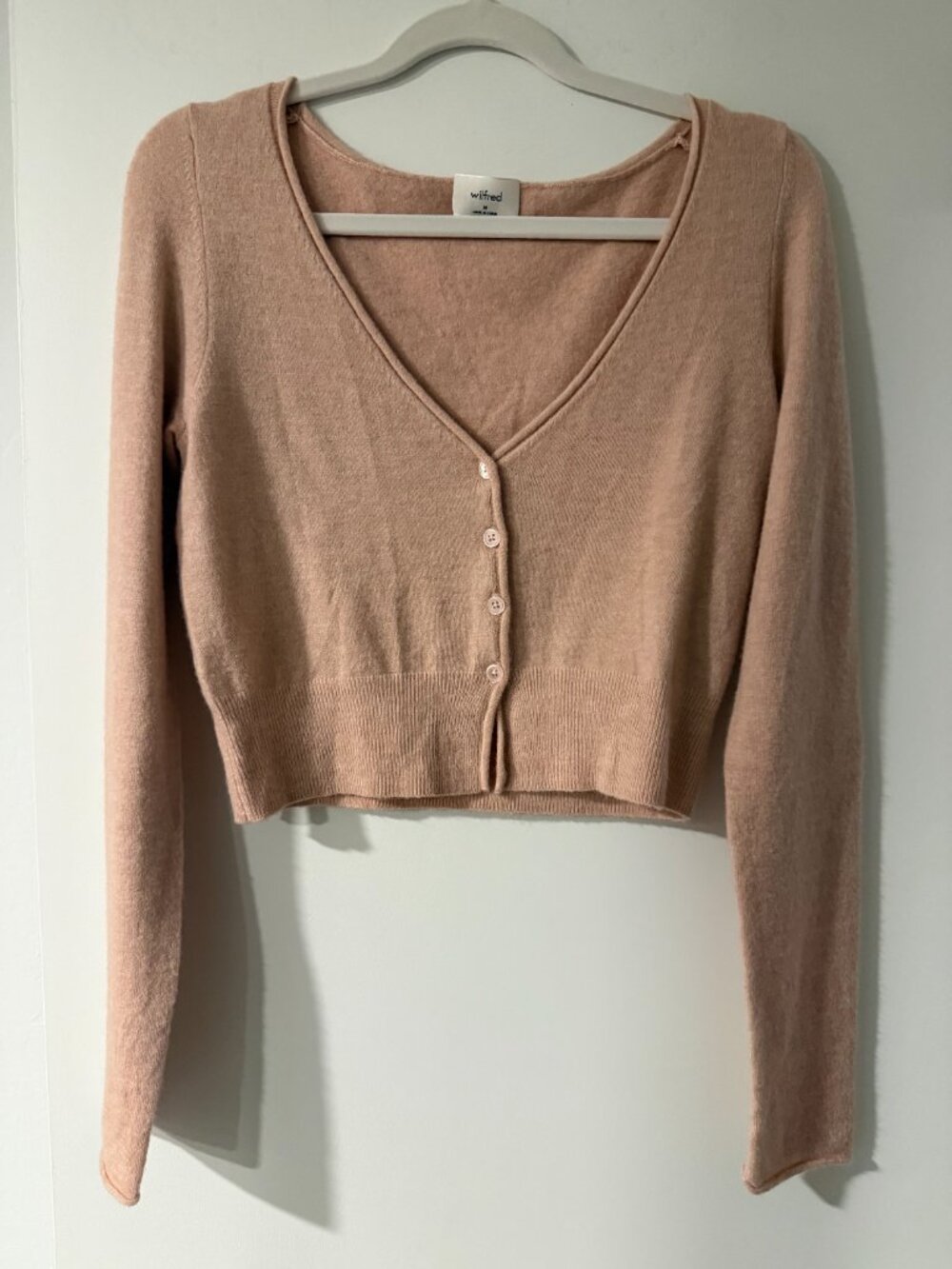 Aritzia Wilfred Pink Cropped Cardigan Size M